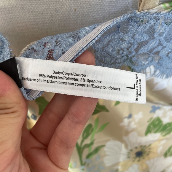 Floral Satin Lace Chemise NEW L Babydoll Daisy Flowers Spaghetti Strap V-neck - Picture 9 of 10